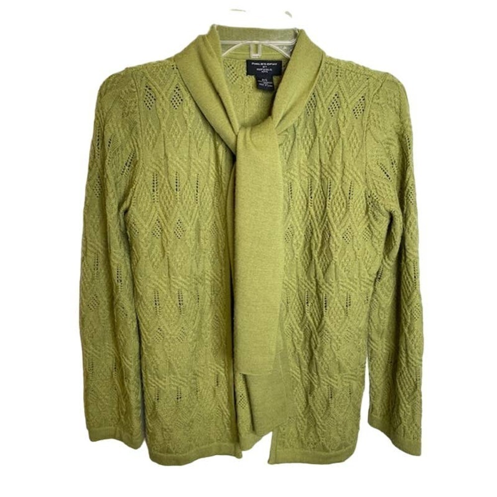 Philosophy Green Open Cardigan with Tie Sz Small/Petite - Picture 1 of 4